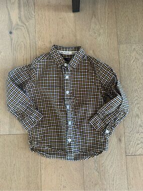 next boys button down plaid top Size 2-3 years orange and navy